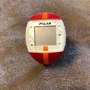 Polar heart rate monitor watch.